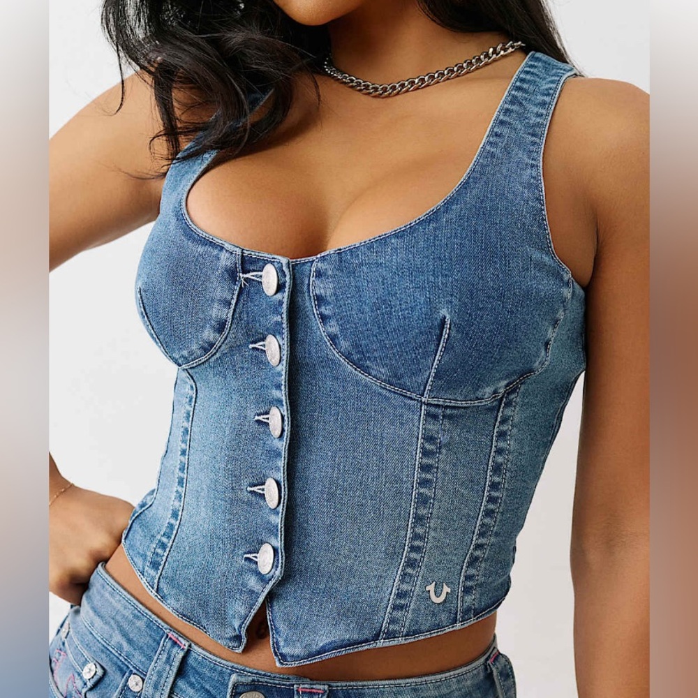 Womens true religion denim bustier top